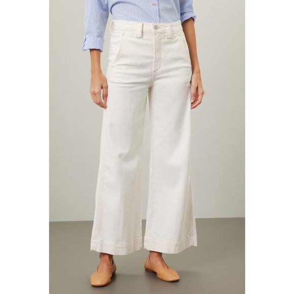 JOES Women's Off-White Avery Ankle Cut Denim Blend Wide-Leg Jeans Size 28 - Picture 2 of 16